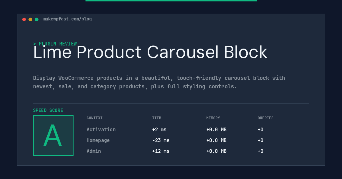 Lime Product Carousel Block - MakeWPFast