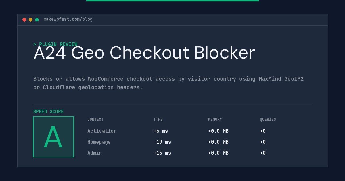 A24 Geo Checkout Blocker - MakeWPFast