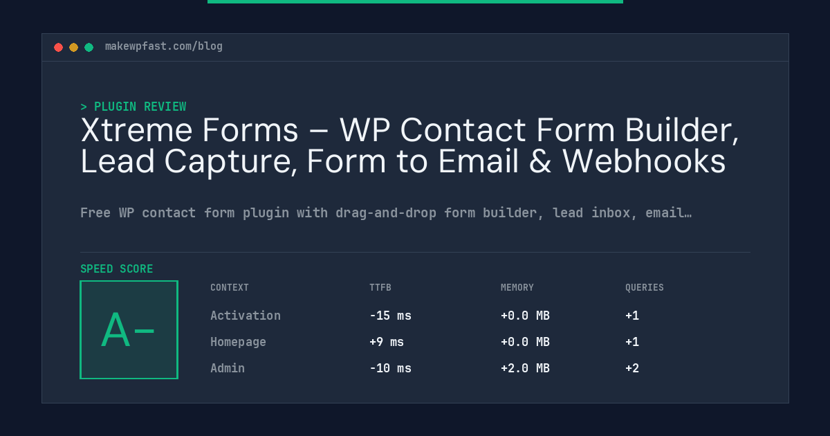 Xtreme Forms – WP Contact Form Builder, Lead Capture, Form to Email & Webhooks - MakeWPFast