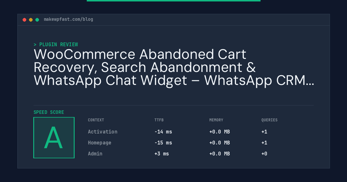 WooCommerce Abandoned Cart Recovery, Search Abandonment & WhatsApp Chat Widget – WhatsApp CRM by OnlineLiveSupport - MakeWPFast