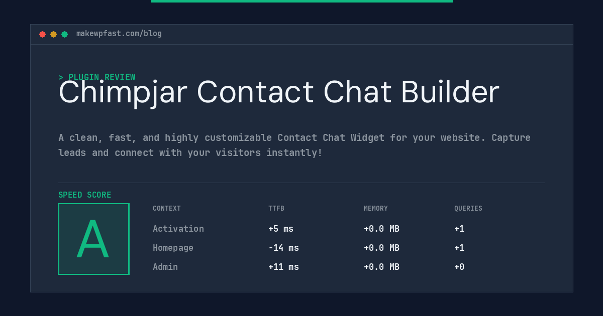 Chimpjar Contact Chat Builder - MakeWPFast