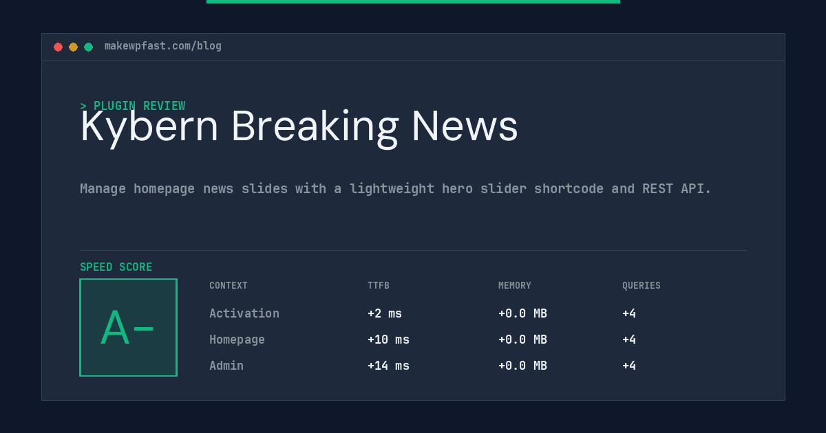 Kybern Breaking News - MakeWPFast