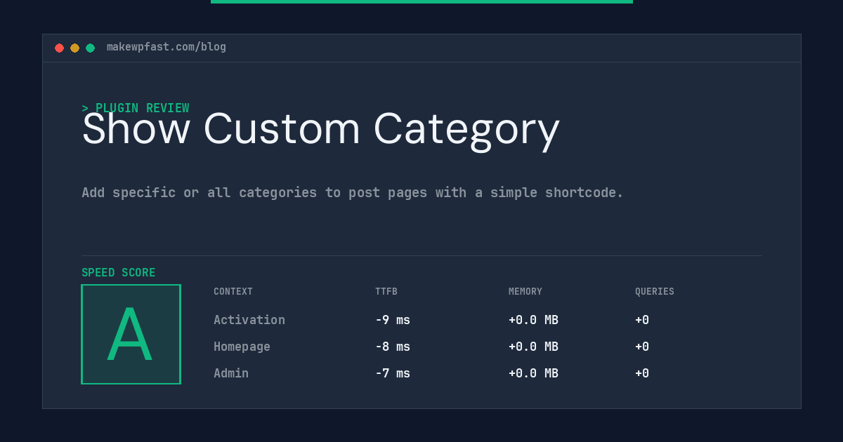 Show Custom Category - MakeWPFast