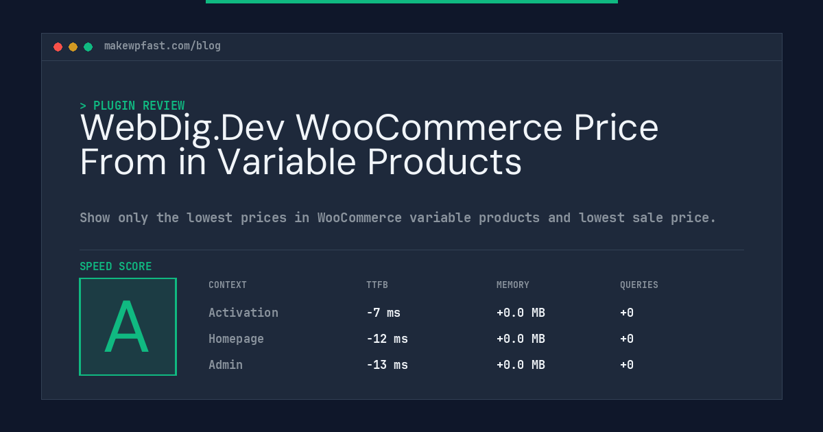 WebDig.Dev WooCommerce Price From in Variable Products - MakeWPFast