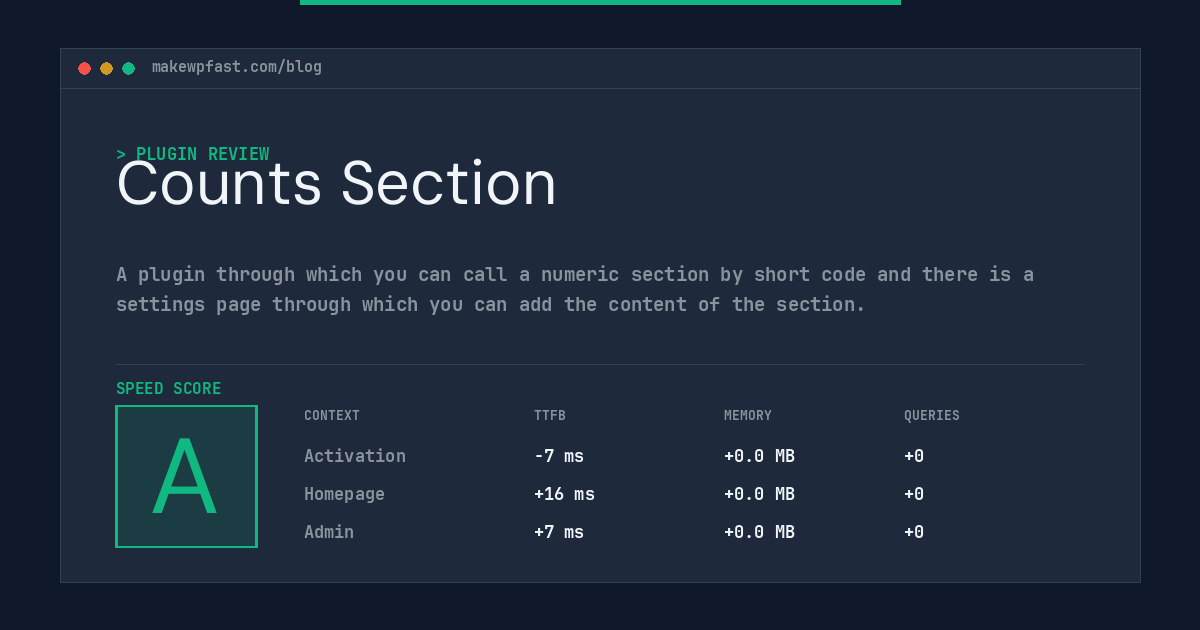 Counts Section - MakeWPFast