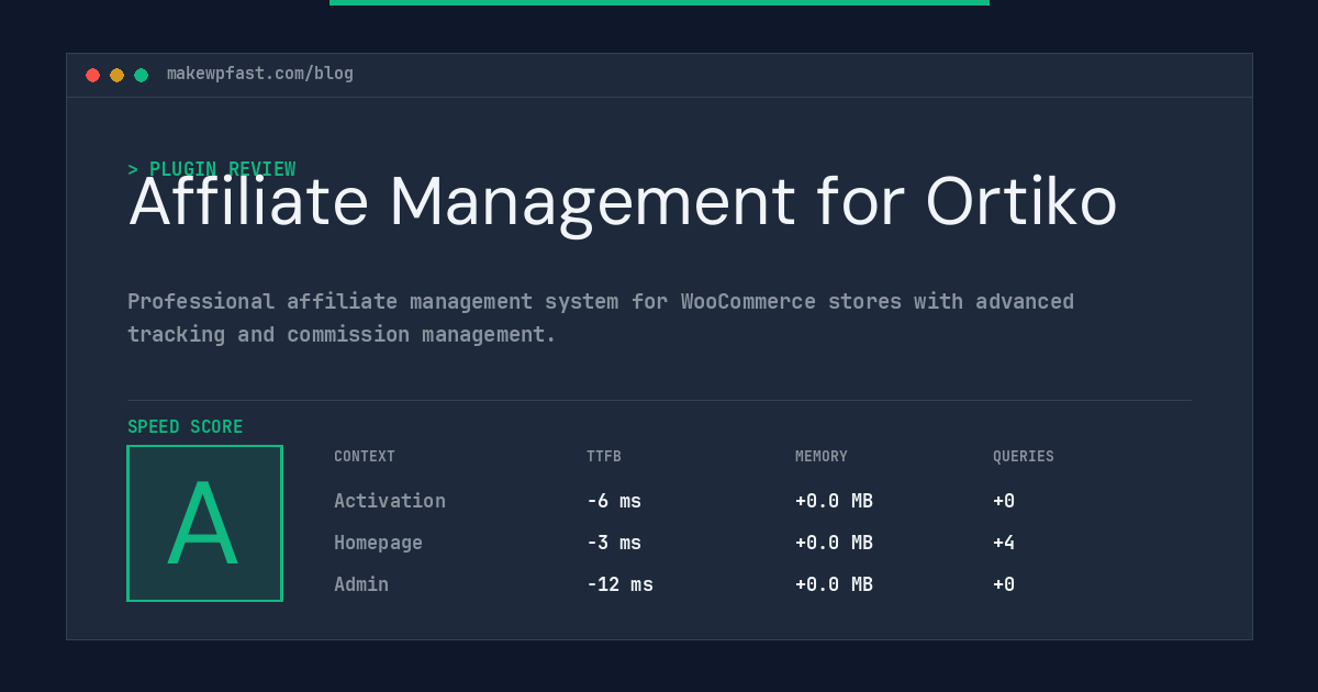 Affiliate Management for Ortiko - MakeWPFast