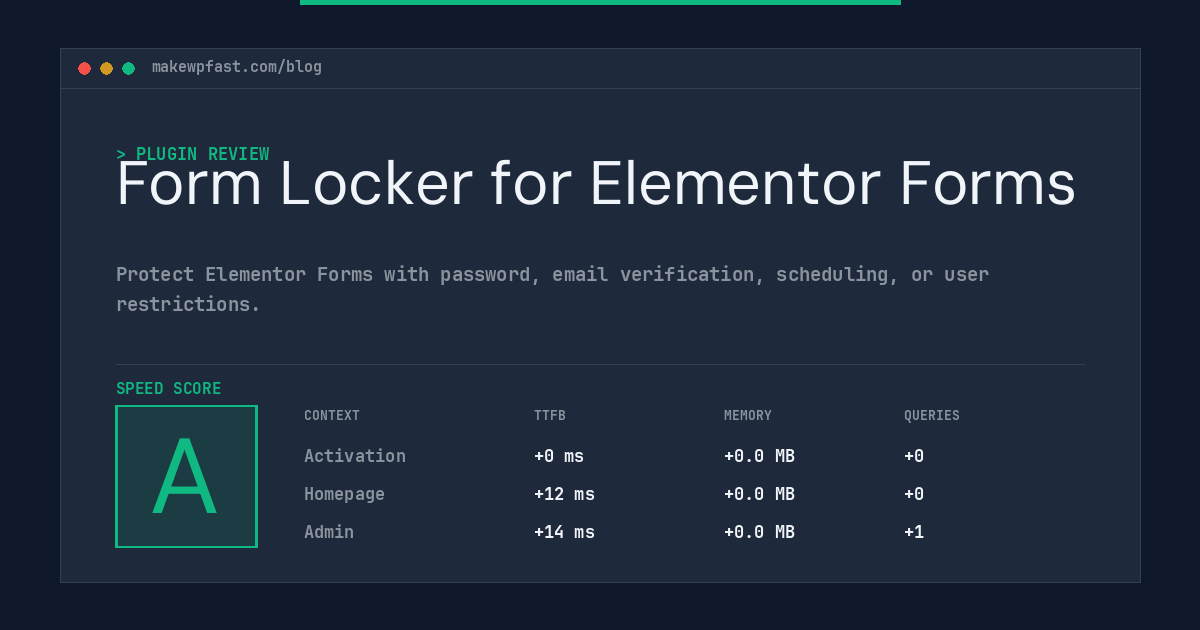 Form Locker for Elementor Forms - MakeWPFast