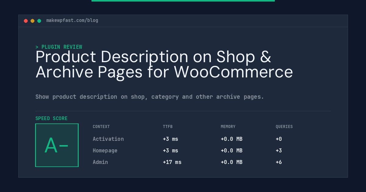 Product Description on Shop & Archive Pages for WooCommerce - MakeWPFast