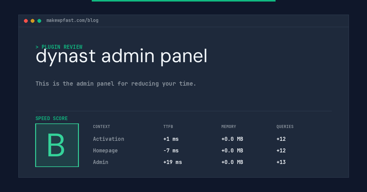 dynast admin panel - MakeWPFast