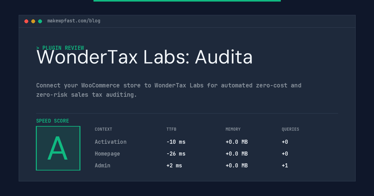 WonderTax Labs: Audita - MakeWPFast