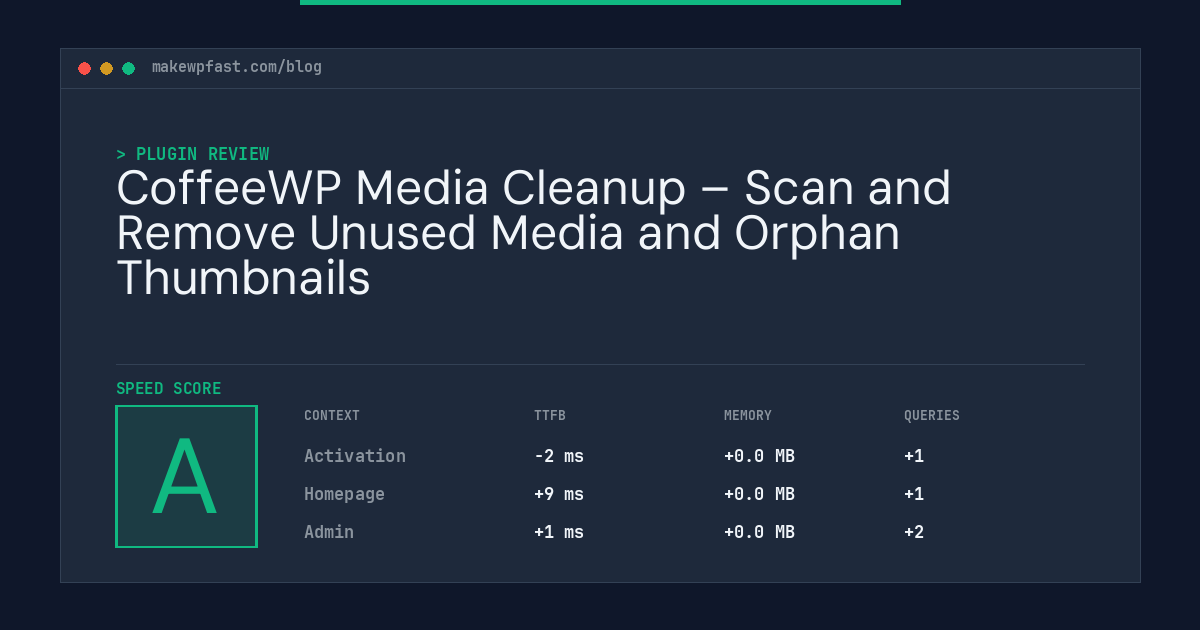 CoffeeWP Media Cleanup – Scan and Remove Unused Media and Orphan Thumbnails - MakeWPFast