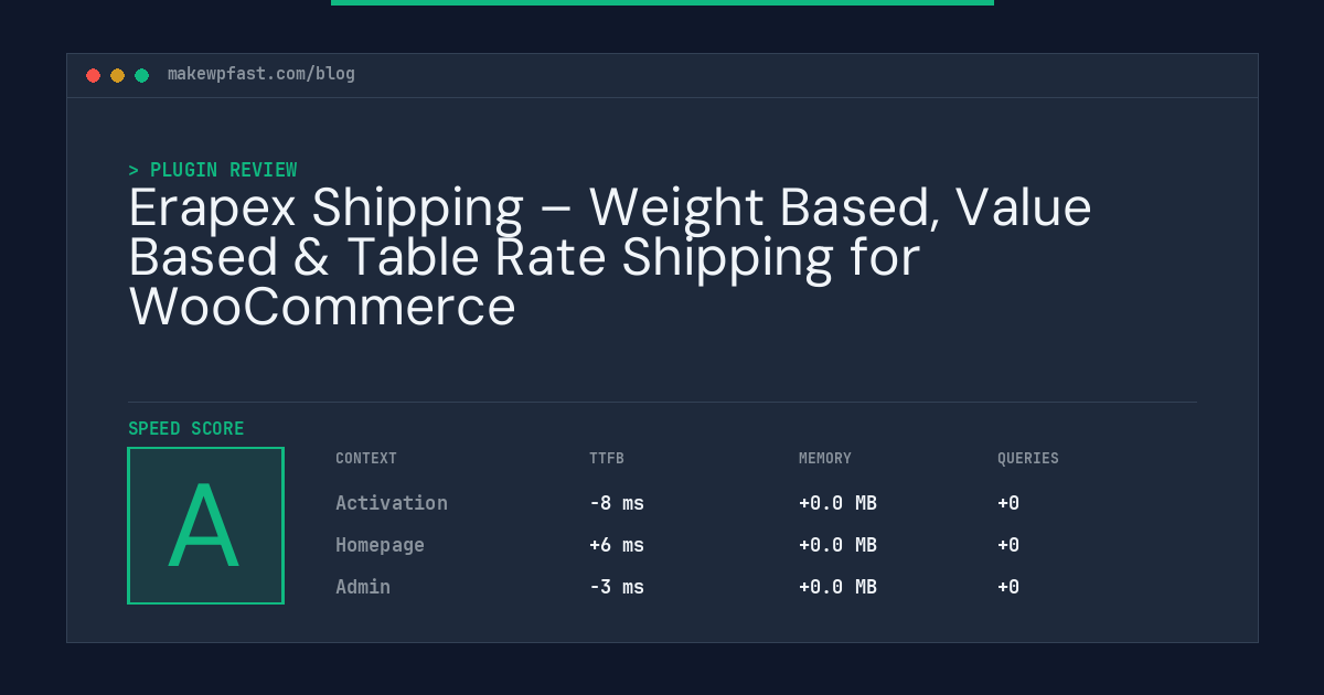 Erapex Shipping – Weight Based, Value Based & Table Rate Shipping for WooCommerce - MakeWPFast