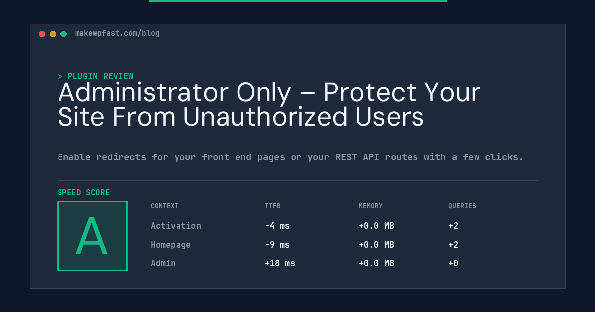 Administrator Only – Protect Your Site From Unauthorized Users - MakeWPFast
