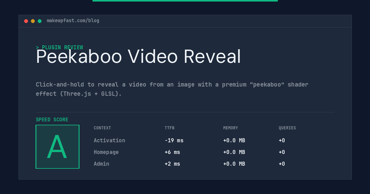 Peekaboo Video Reveal - MakeWPFast
