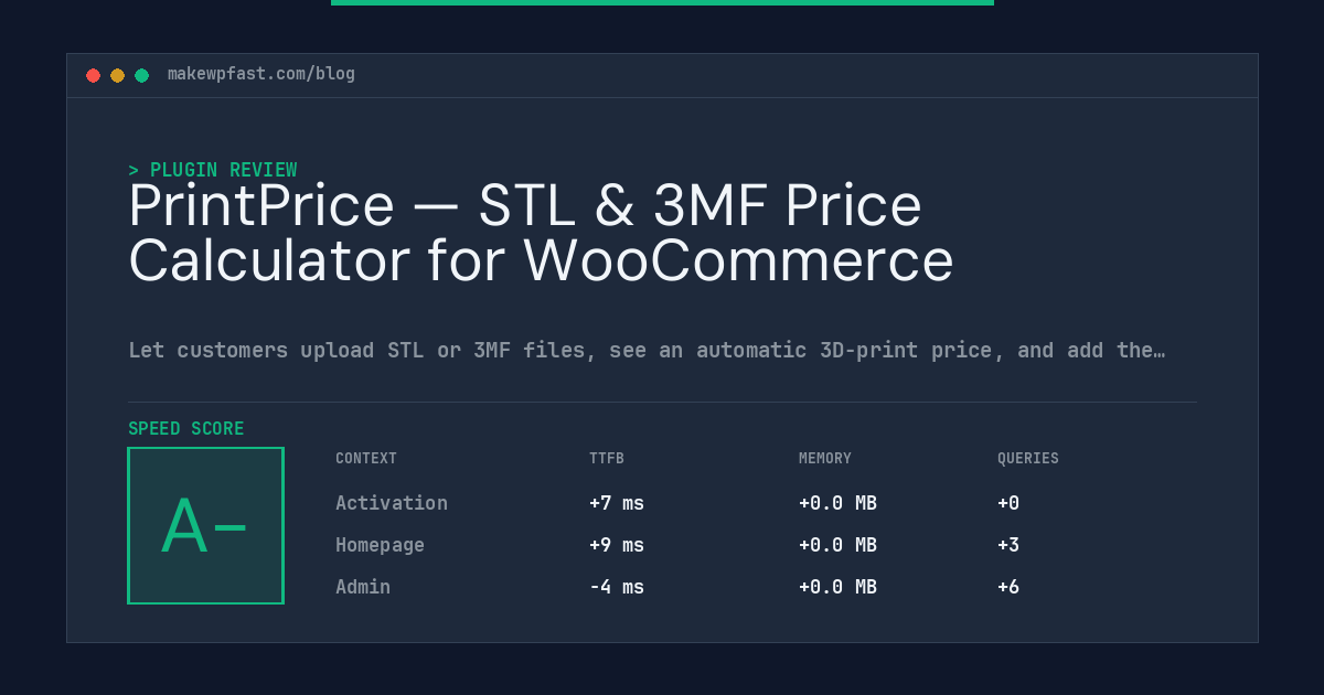 PrintPrice — STL & 3MF Price Calculator for WooCommerce - MakeWPFast