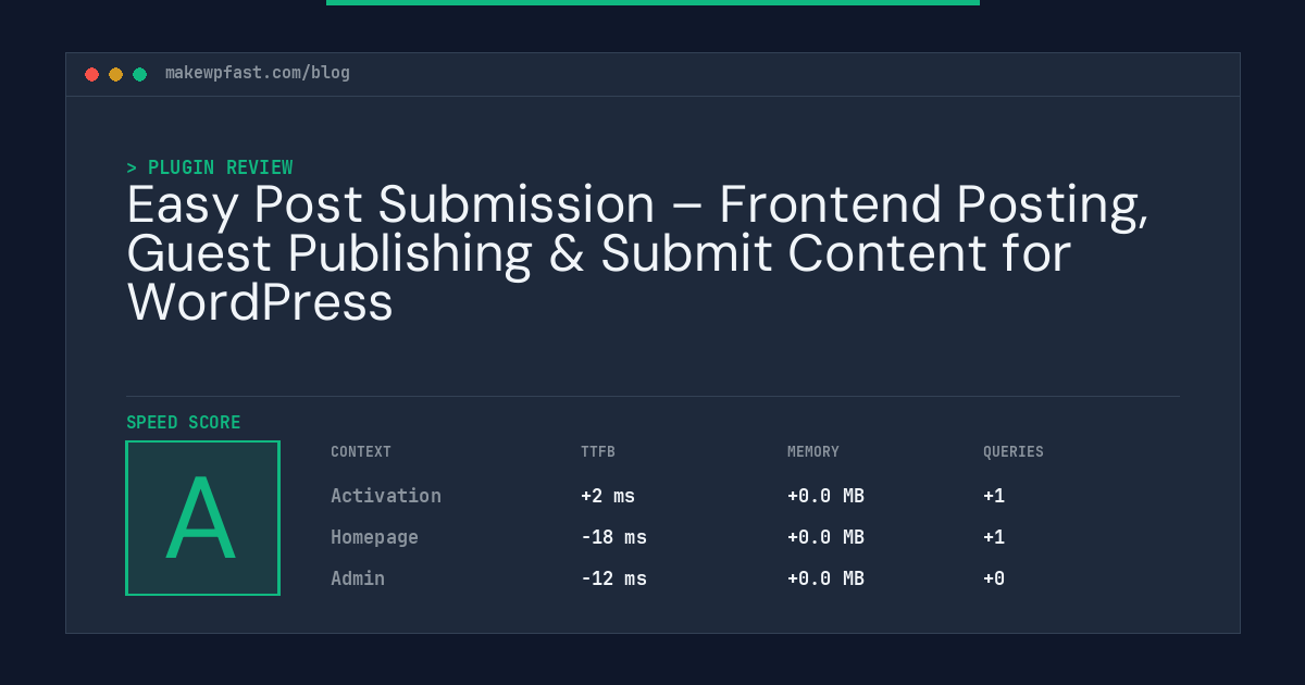 Easy Post Submission – Frontend Posting, Guest Publishing & Submit Content for WordPress - MakeWPFast