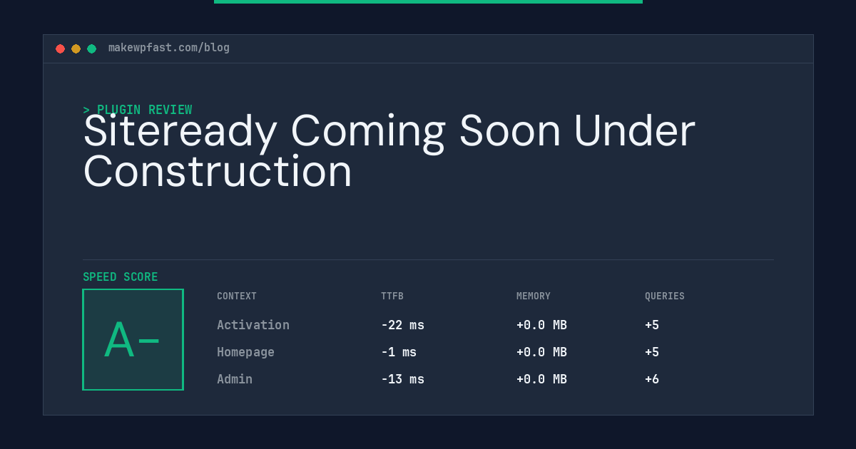 Siteready Coming Soon Under Construction - MakeWPFast