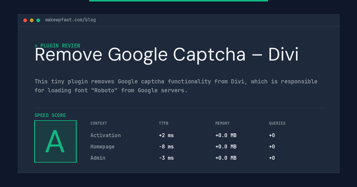 Remove Google Captcha – Divi - MakeWPFast
