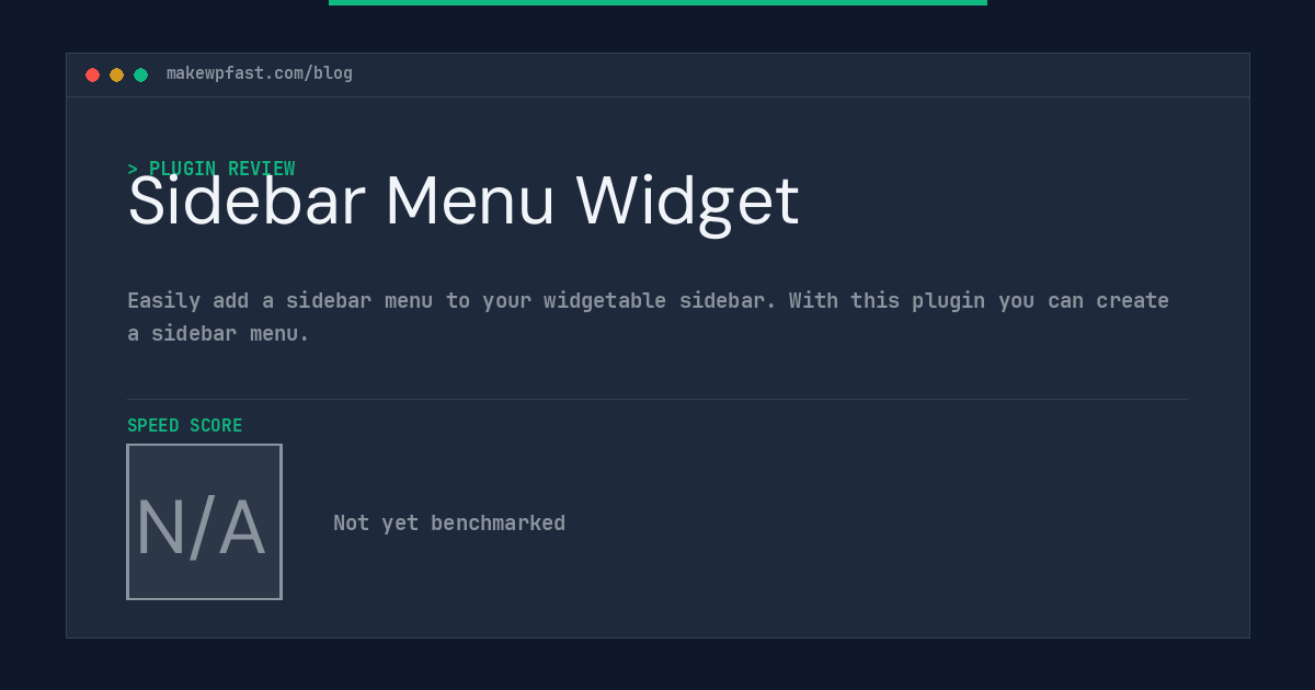 Sidebar Menu Widget - MakeWPFast