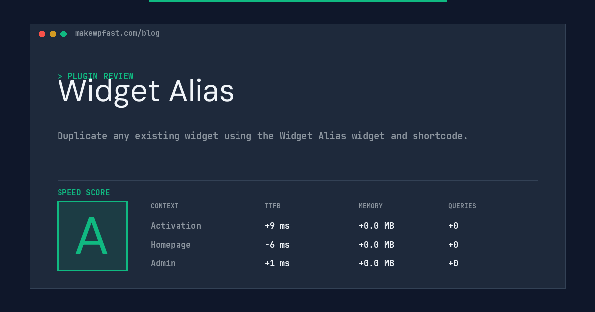 Widget Alias - MakeWPFast