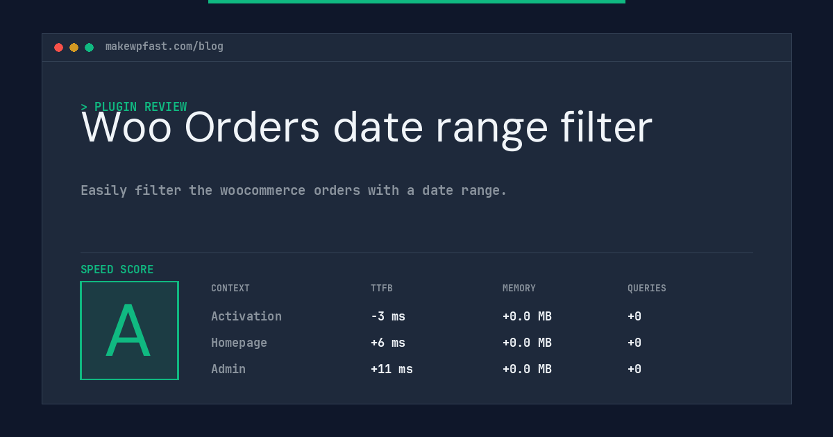 Woo Orders date range filter - MakeWPFast