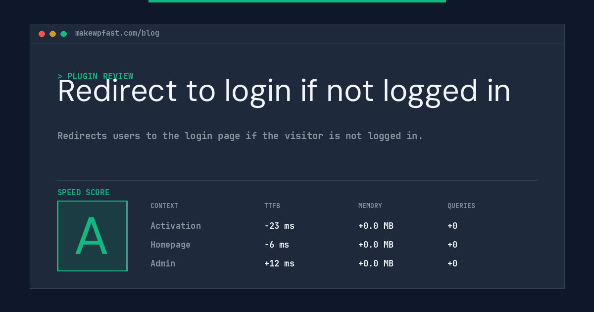 Redirect to login if not logged in - MakeWPFast