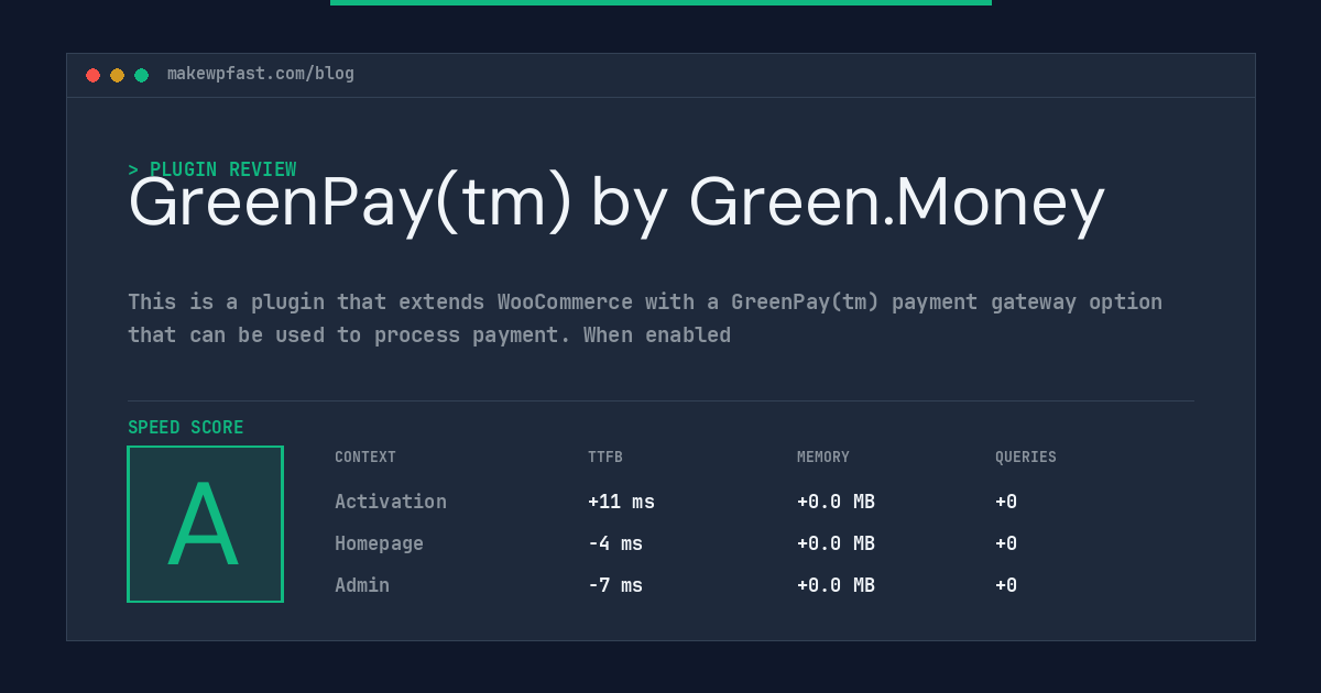 GreenPay(tm) by Green.Money - MakeWPFast