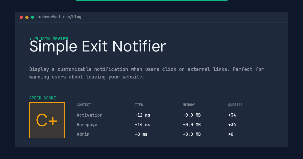 Simple Exit Notifier - MakeWPFast