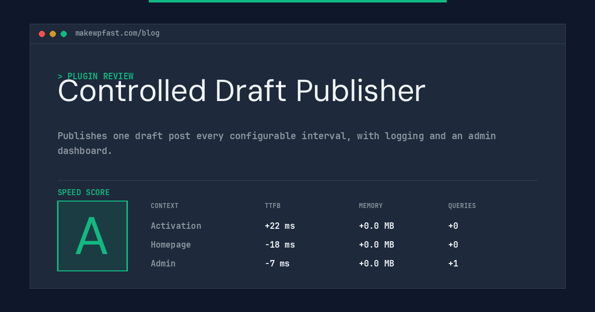 Controlled Draft Publisher - MakeWPFast