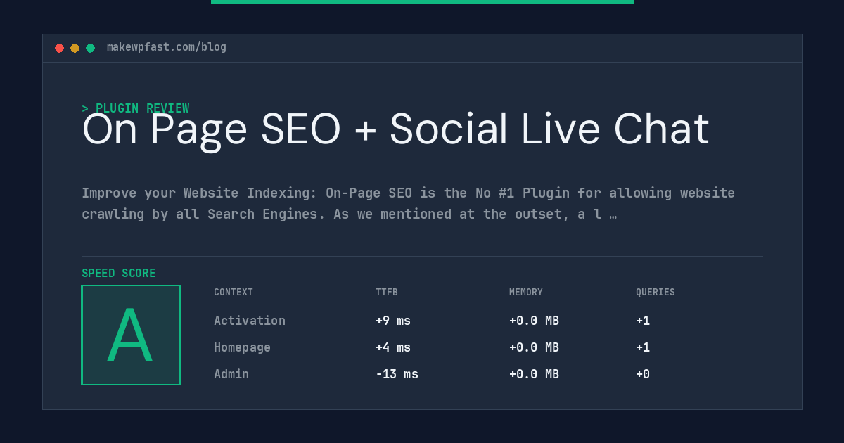 On Page SEO + Social Live Chat - MakeWPFast