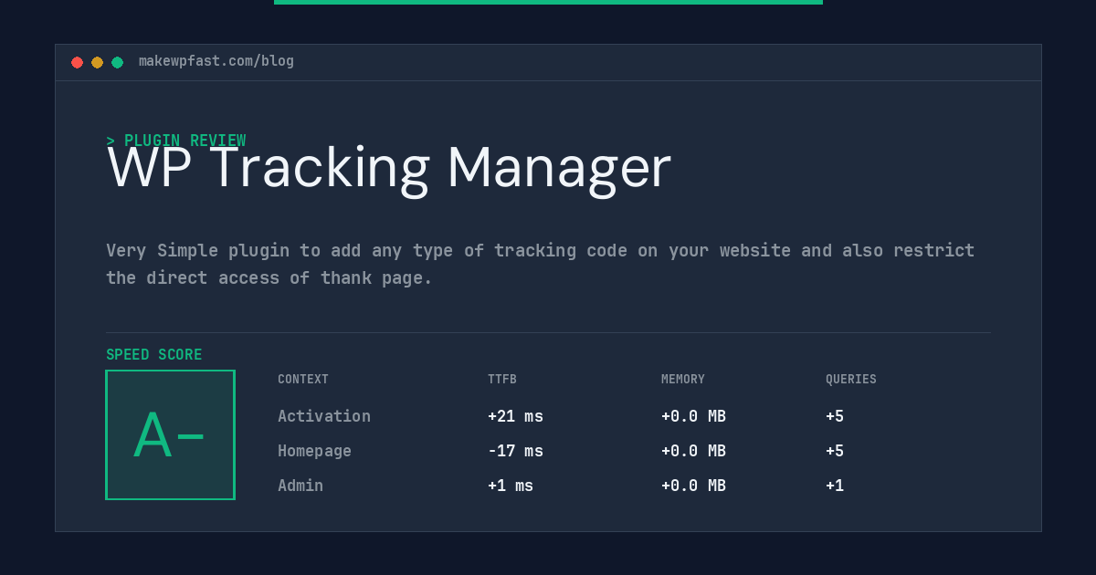 WP Tracking Manager - MakeWPFast
