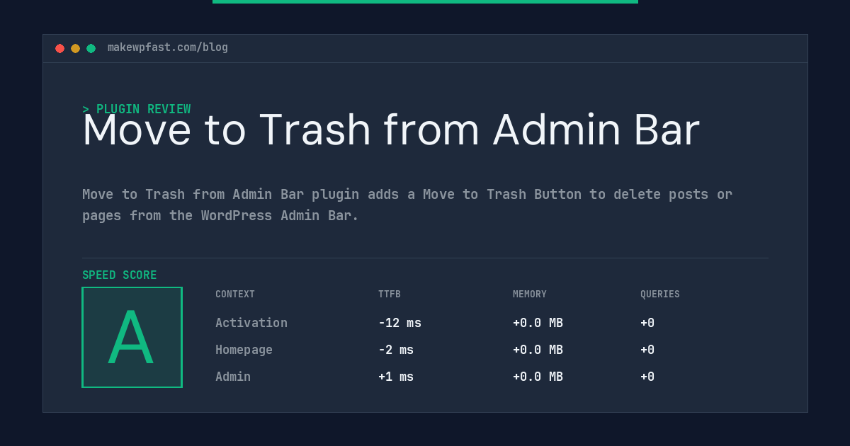 Move to Trash from Admin Bar - MakeWPFast