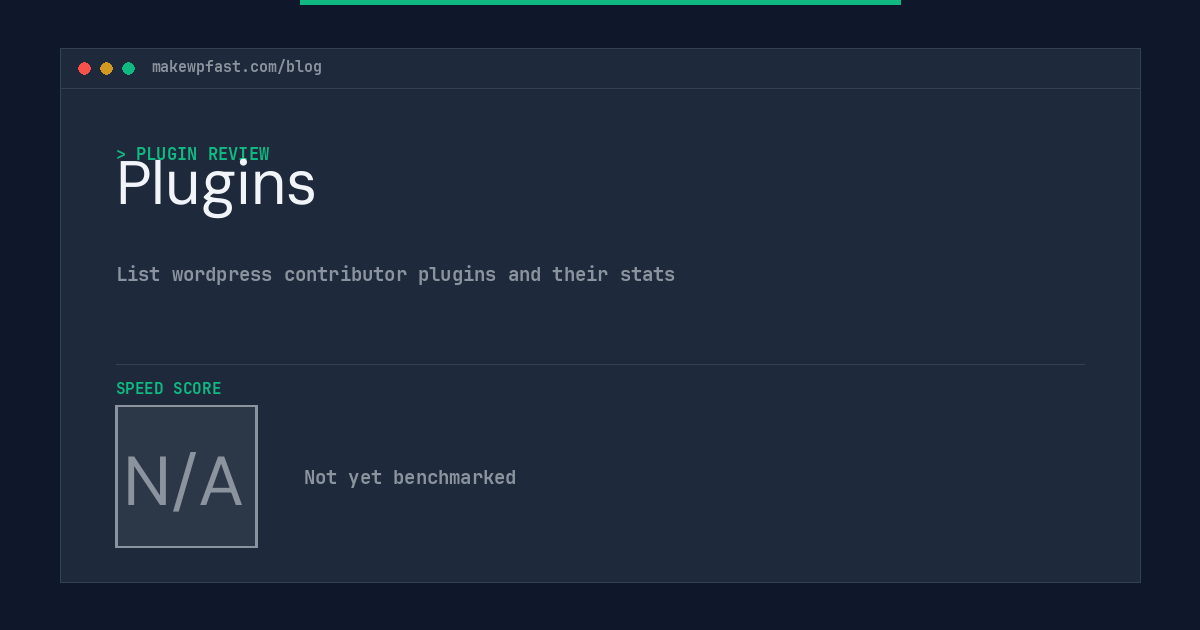 Plugins - MakeWPFast