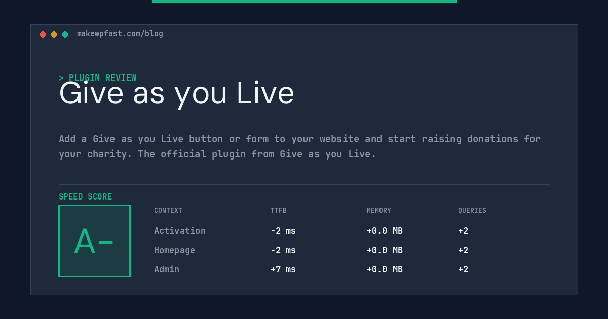 Give as you Live - MakeWPFast