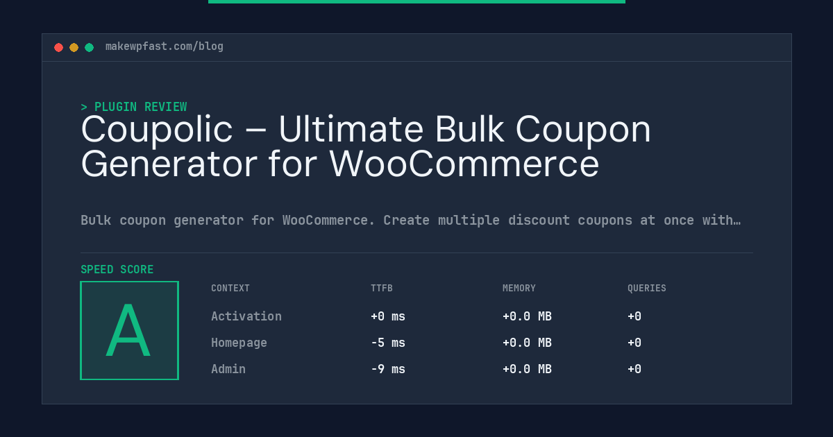 Coupolic – Ultimate Bulk Coupon Generator for WooCommerce - MakeWPFast