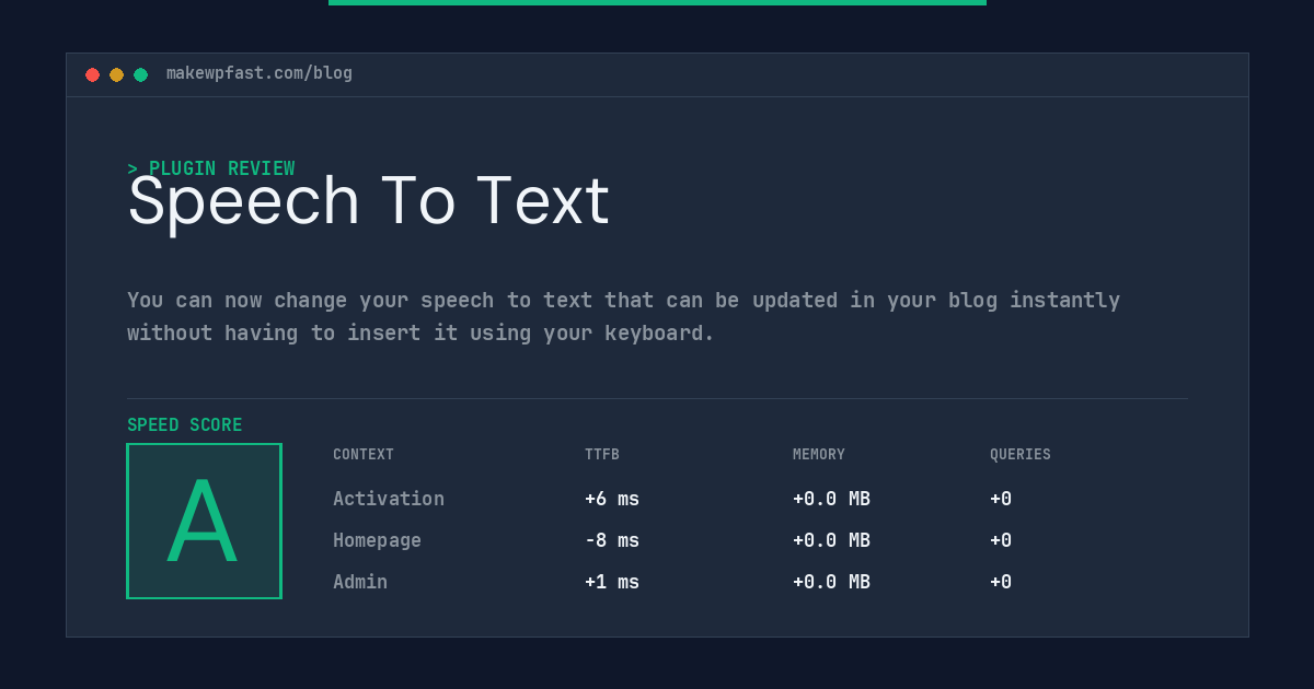 Speech To Text - MakeWPFast