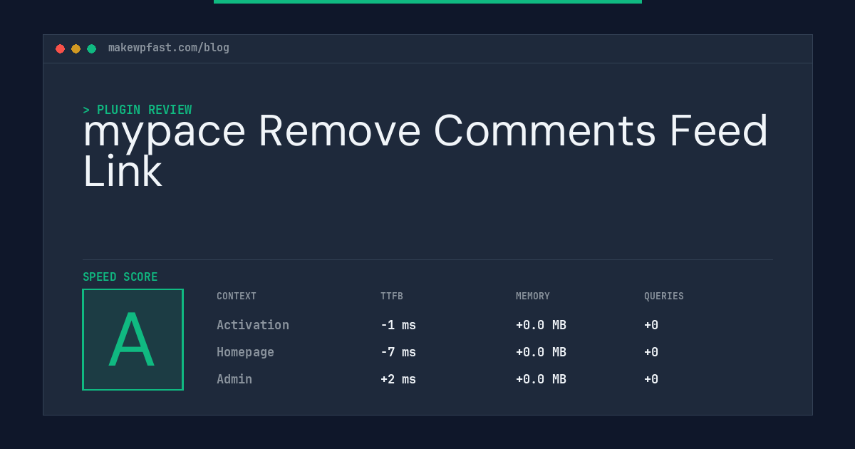 mypace Remove Comments Feed Link - MakeWPFast