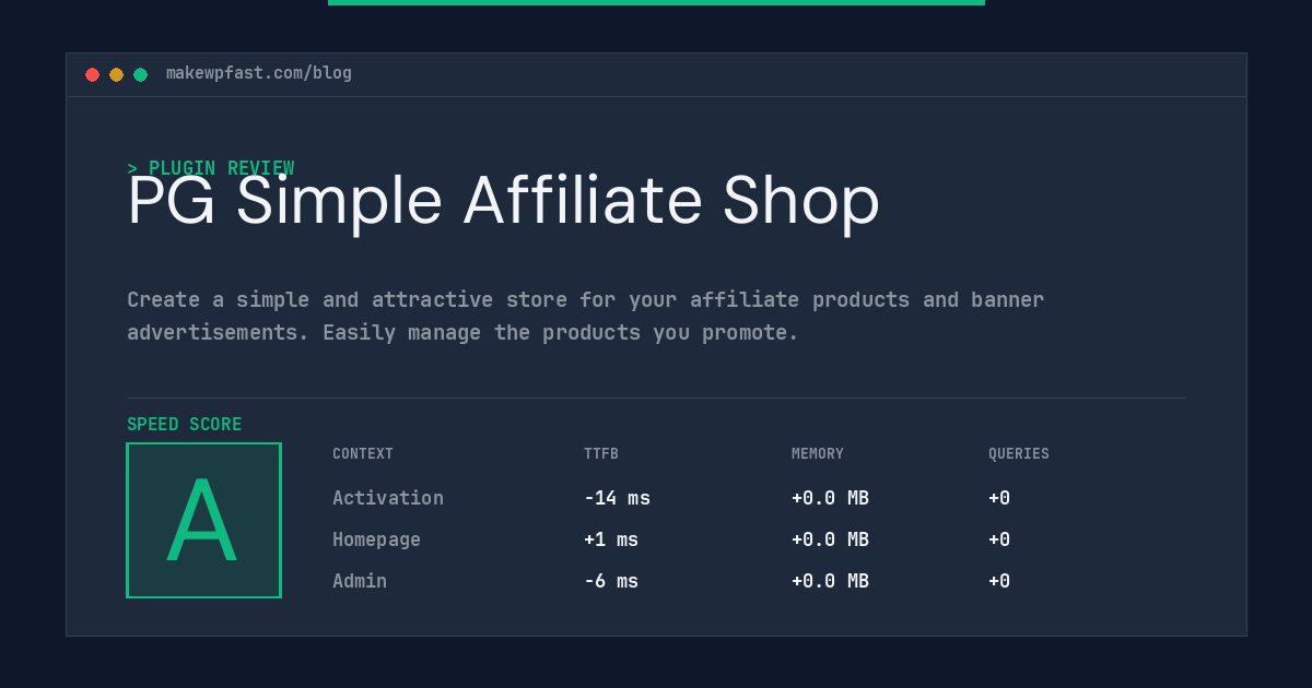 PG Simple Affiliate Shop - MakeWPFast