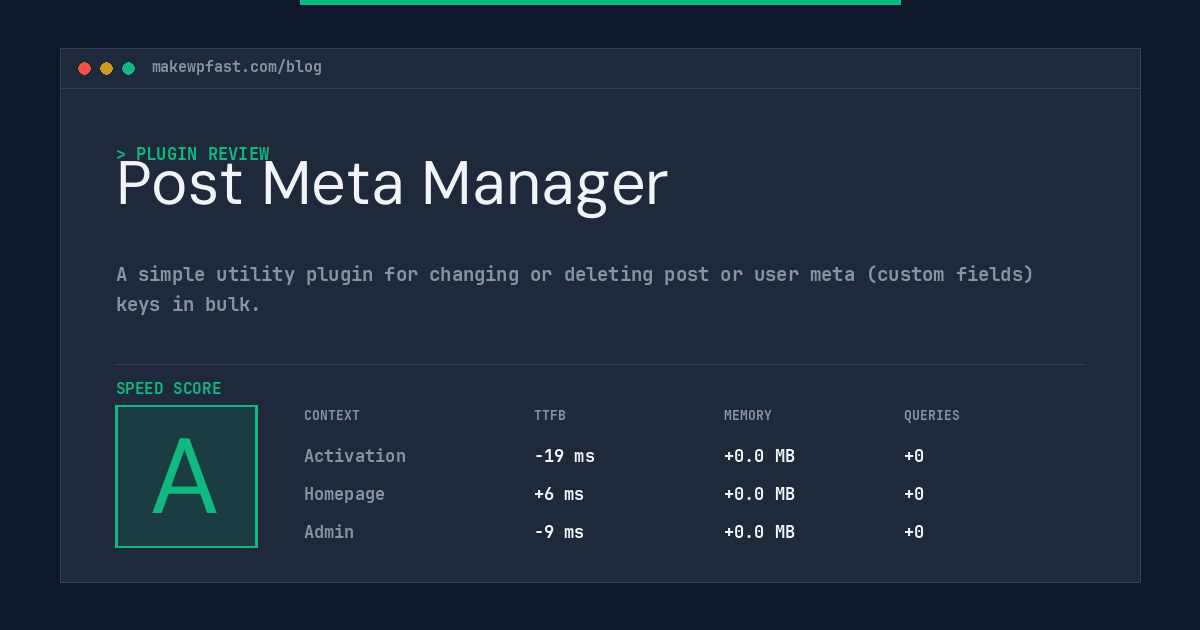 Post Meta Manager - MakeWPFast