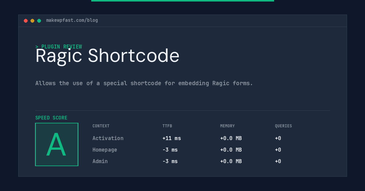 Ragic Shortcode - MakeWPFast