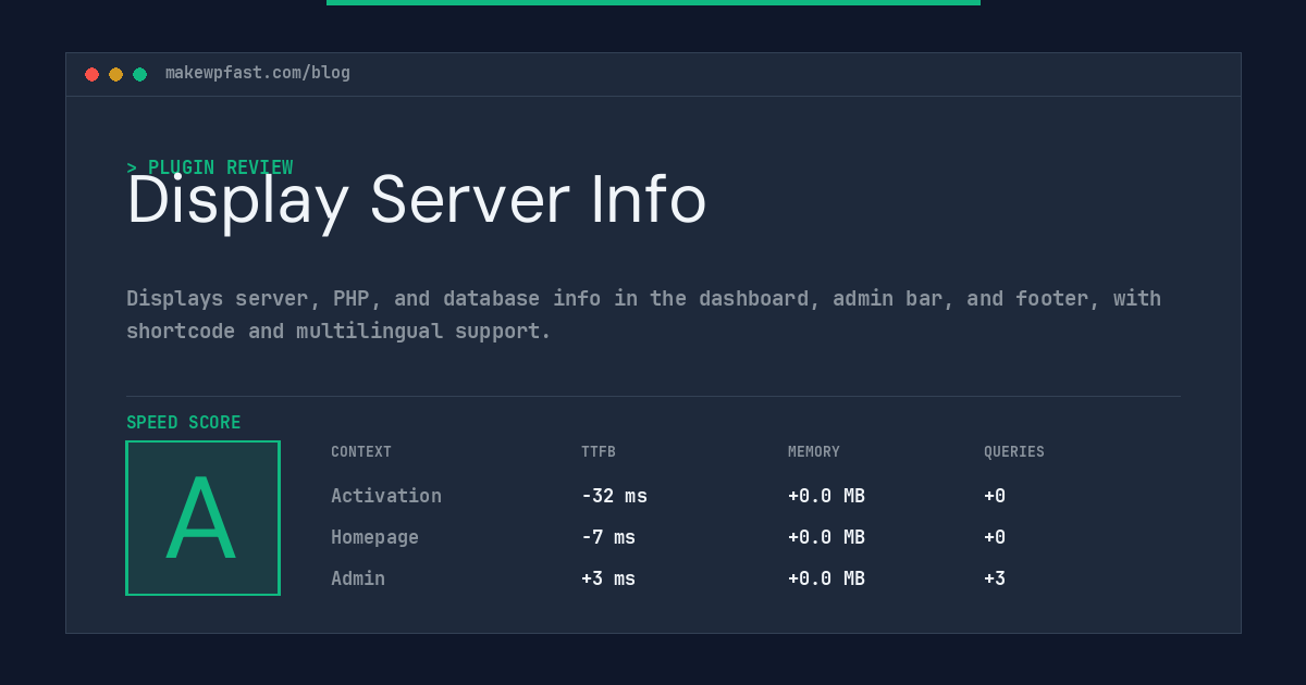 Display Server Info - MakeWPFast