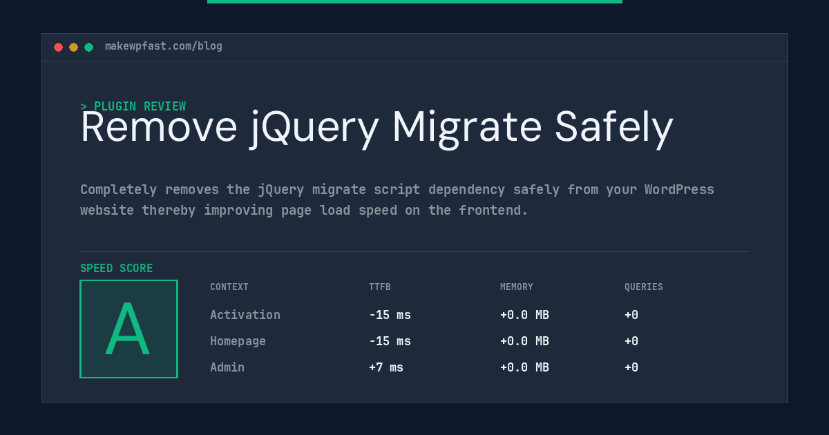 Remove jQuery Migrate Safely - MakeWPFast