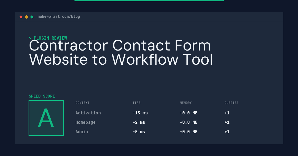 Contractor Contact Form Website to Workflow Tool - MakeWPFast