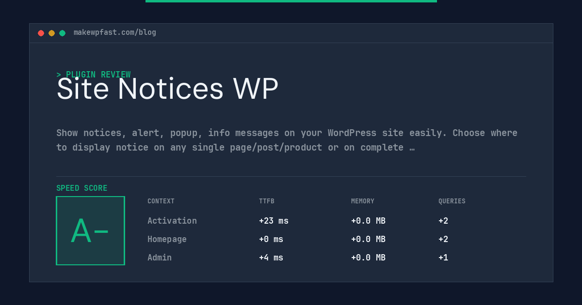 Site Notices WP - MakeWPFast