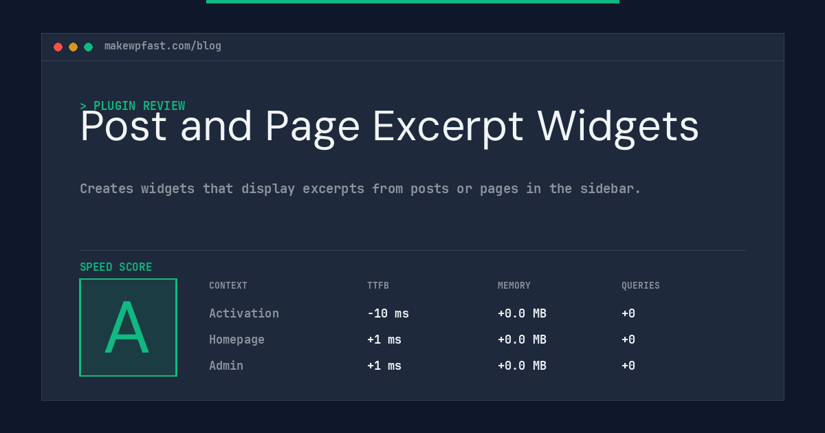 Post and Page Excerpt Widgets - MakeWPFast