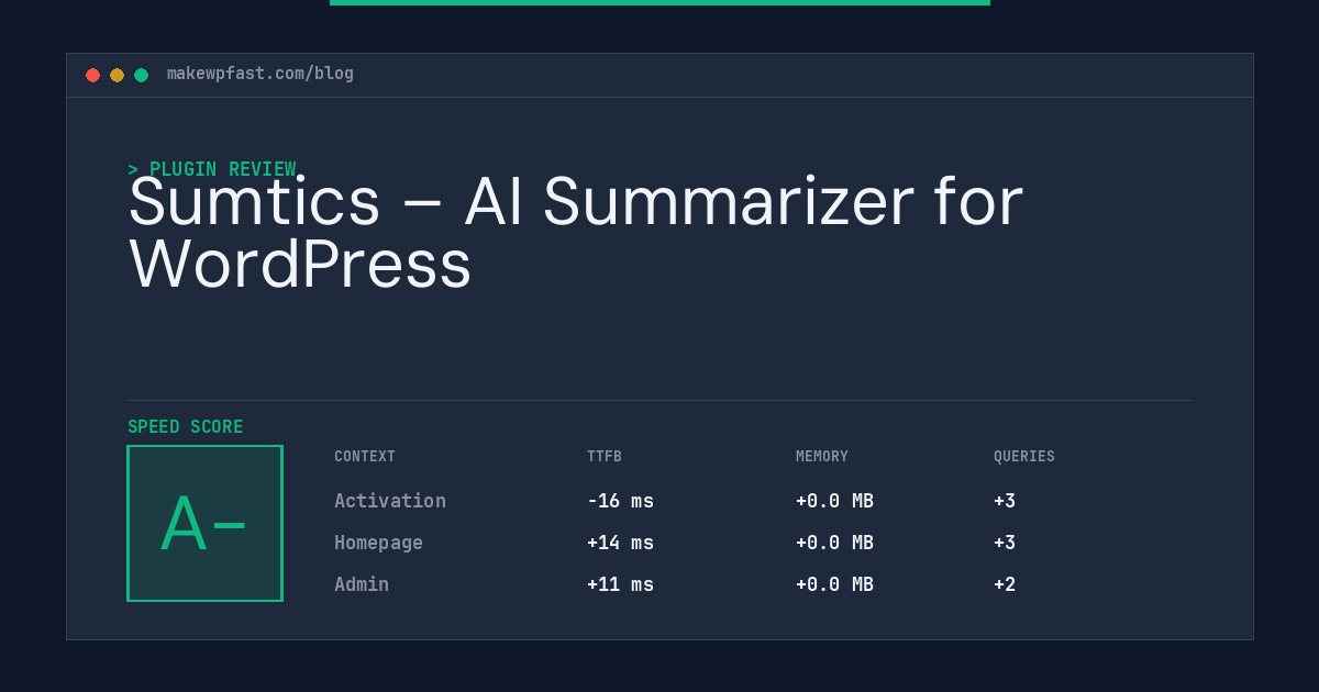 Sumtics – AI Summarizer for WordPress - MakeWPFast