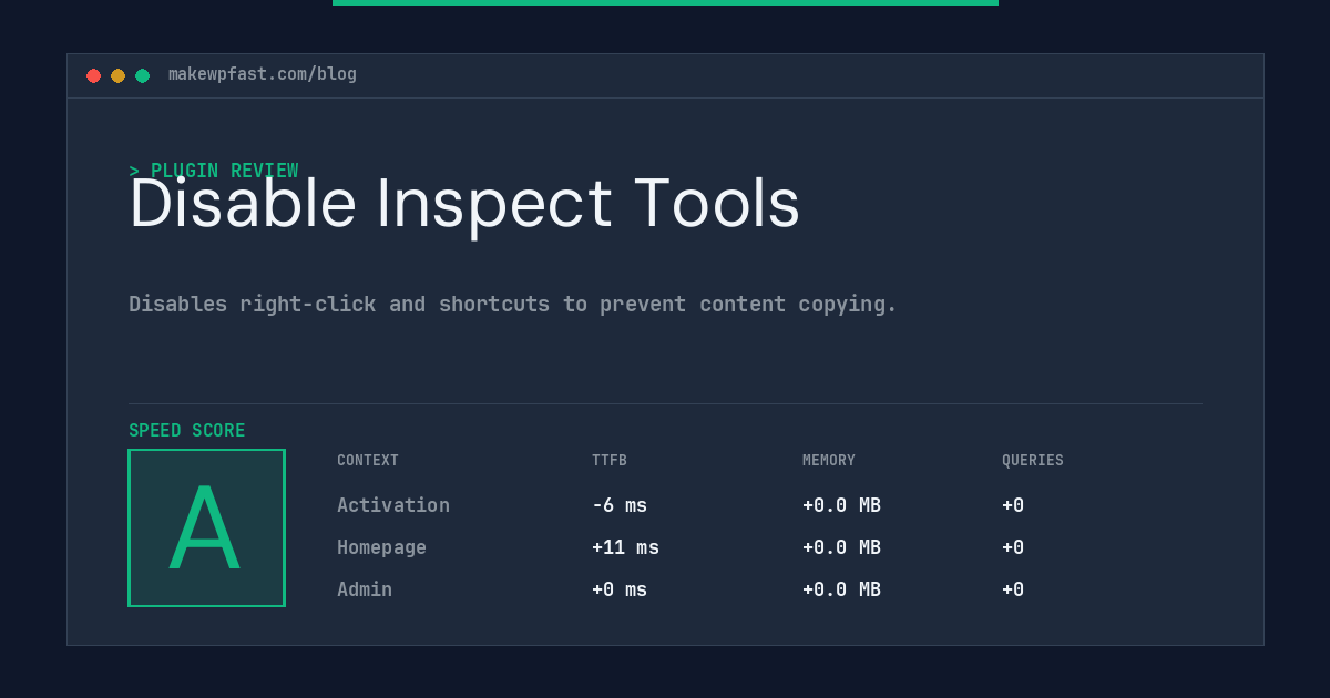 Disable Inspect Tools - MakeWPFast