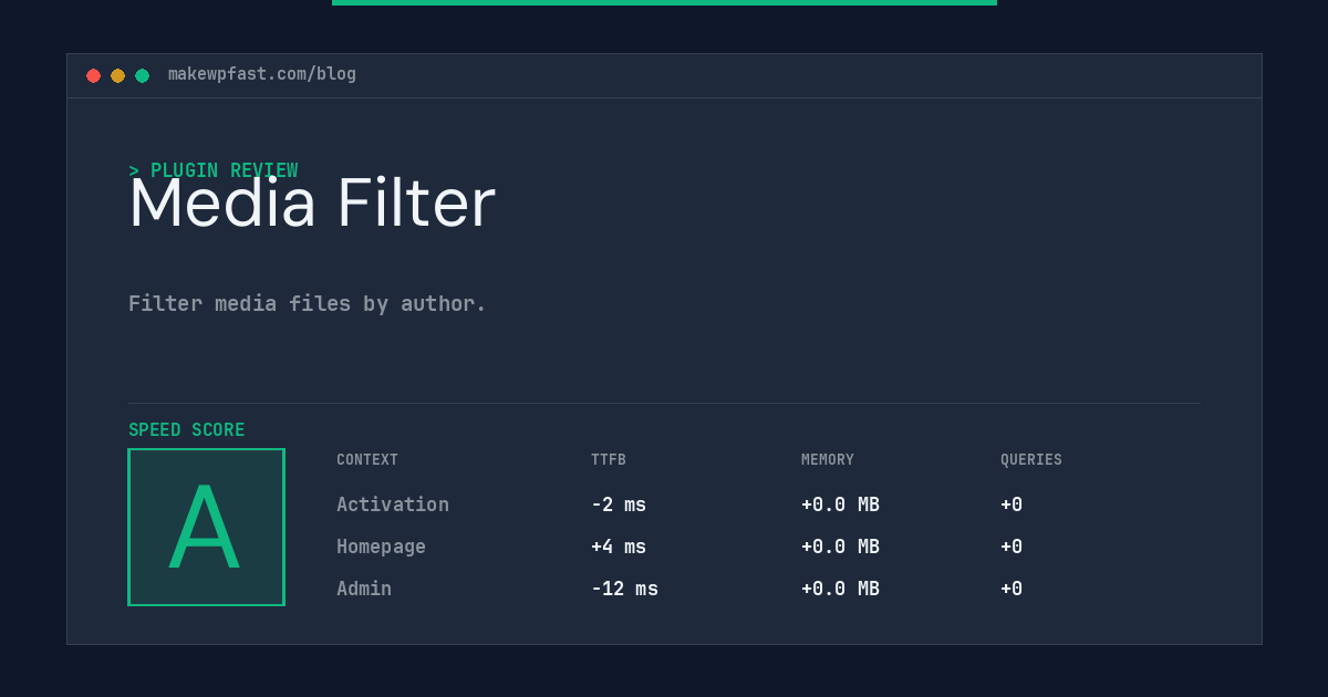 Media Filter - MakeWPFast