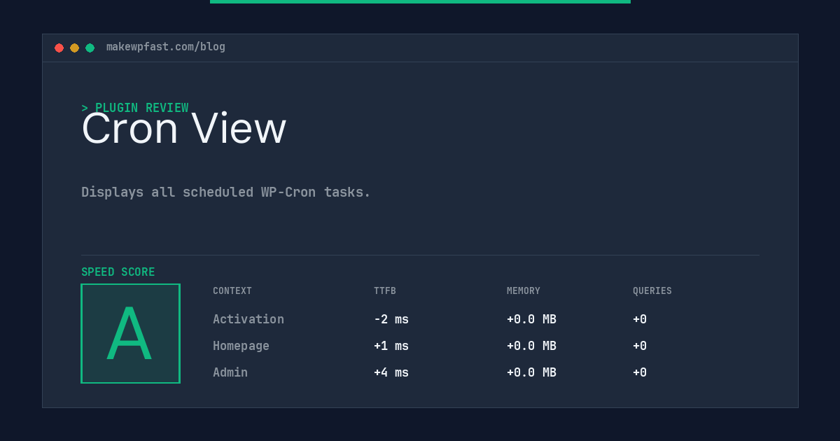 Cron View - MakeWPFast