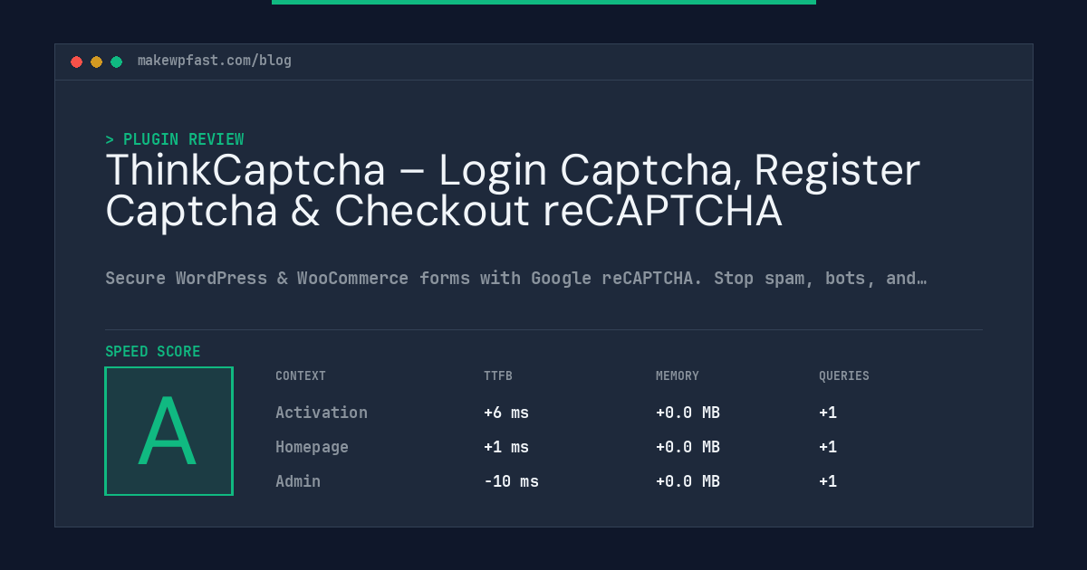 ThinkCaptcha – Login Captcha, Register Captcha & Checkout reCAPTCHA - MakeWPFast